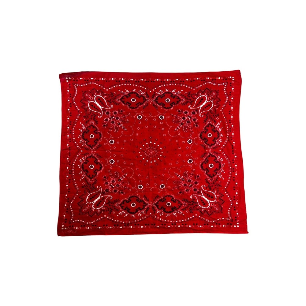 Vintage Red Elephant Brand Fast Color 100% Cotton Paisley Bandana Scarf